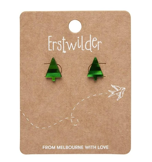 Erstwilder Christmas Tree Stripe Glitter Stud Earrings Green - Image 2