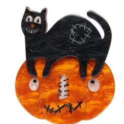 Erstwilder All Hallows Eve Jack And The Cat Brooch