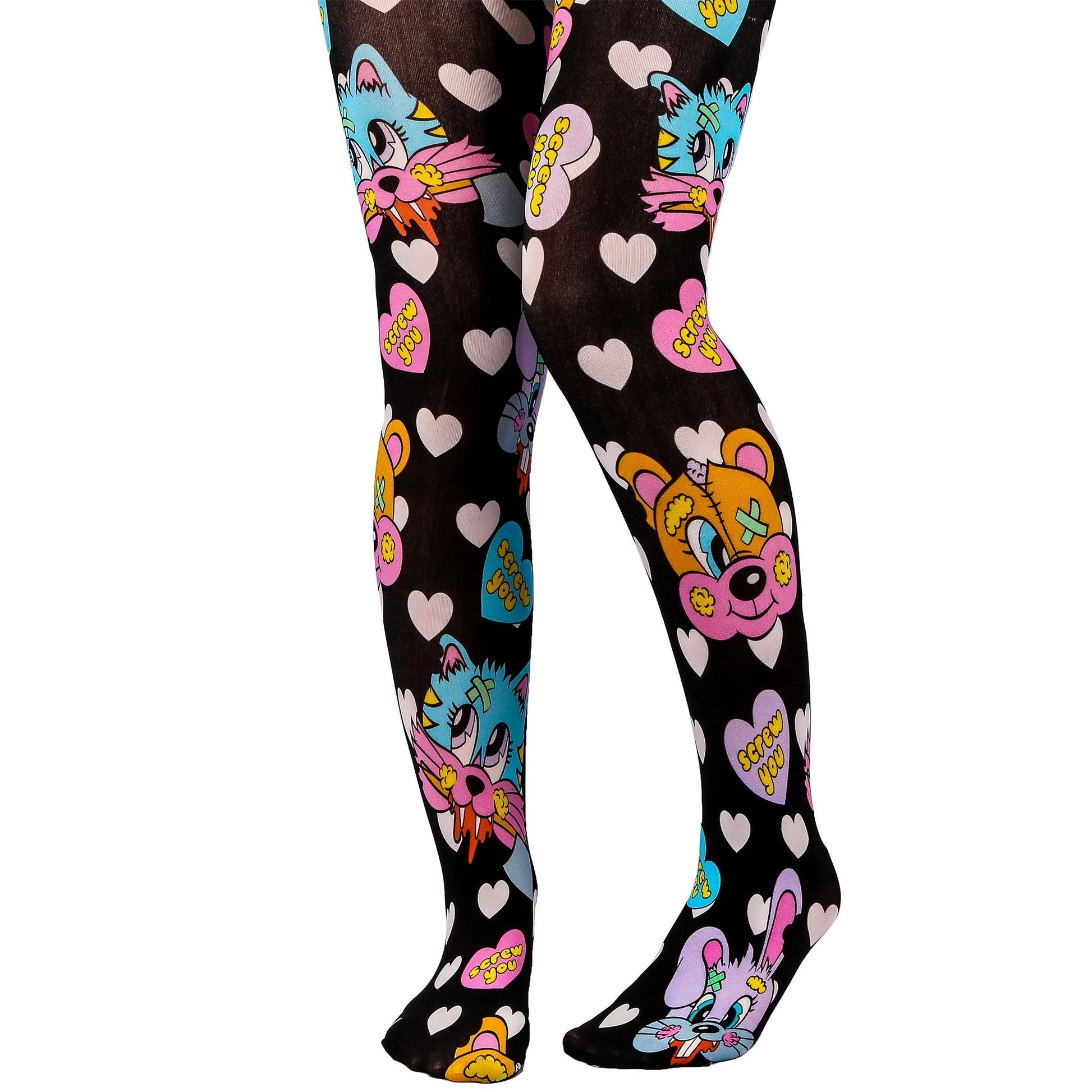 Irregular Choice Busted Bears Stuffed & Scruffy Tights Irregular Choice Busted Bears Stuffed & Scruffy Tights -Lola Ramona Shop StuffedTightsBK